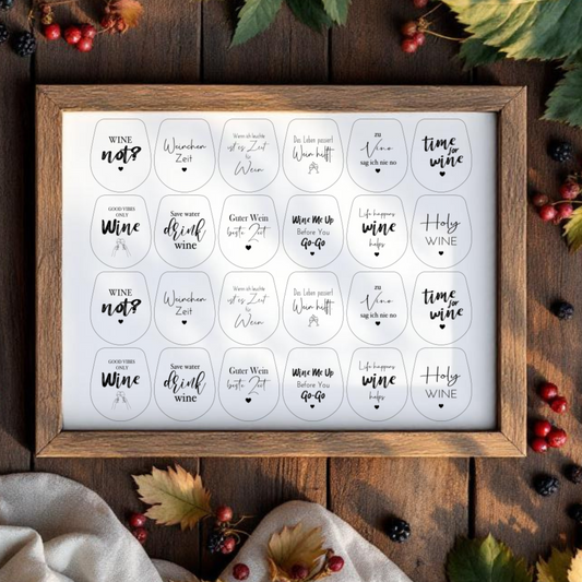 Einleger für Ballonlichthalter mini Glas transparent "Wein" A5 Bogen
