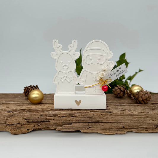 Elch mit Weihnachtsmann Einschieber kurz