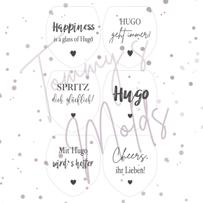 Einleger für Glas transparent "Happiness is a glass of" Variante 1 A4 Bogen