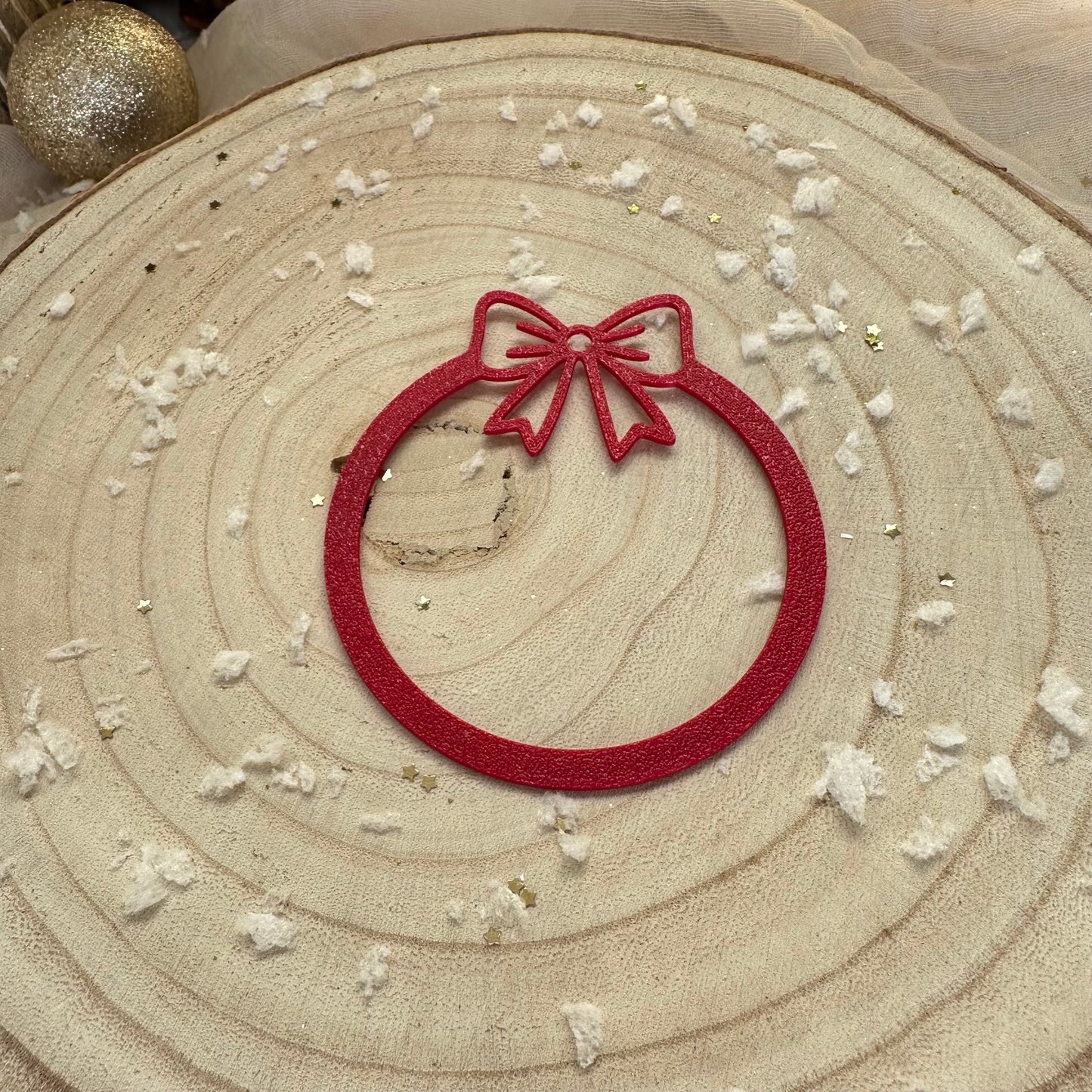 Aufsätze für Weihnachtskugel mit Schleife | 10 Stück in dunkelrot