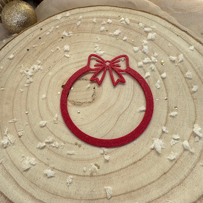 Aufsätze für Weihnachtskugel mit Schleife | 10 Stück in dunkelrot