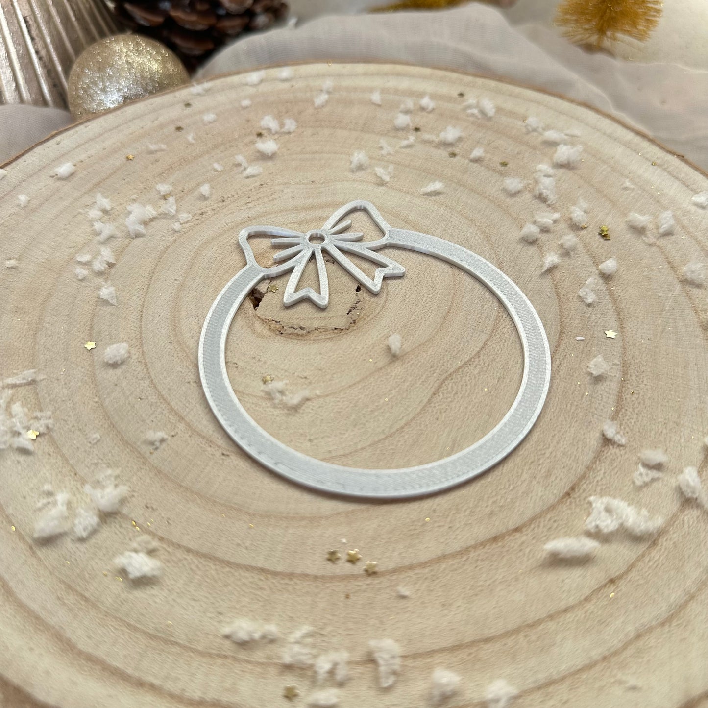 Aufsätze für Weihnachtskugel mit Schleife | 10 Stück in silber