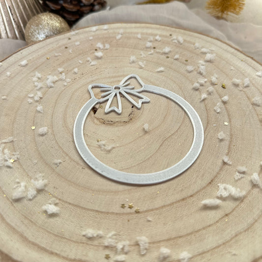 Aufsätze für Weihnachtskugel mit Schleife | 10 Stück in silber