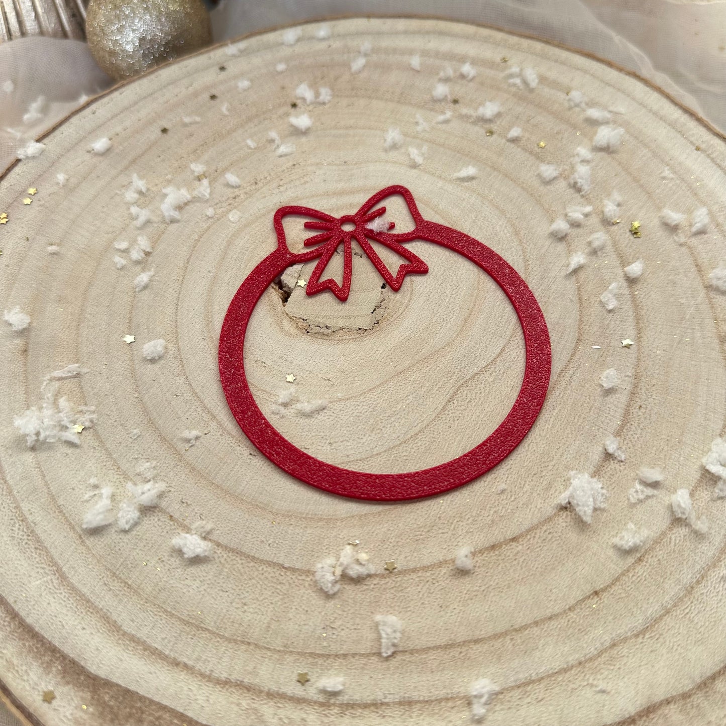 Aufsätze für Weihnachtskugel mit Schleife | 10 Stück in dunkelrot