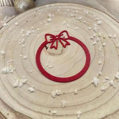 Aufsätze für Weihnachtskugel mit Schleife | 10 Stück in dunkelrot