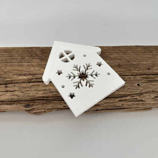 Haus mit Schneeflocke Einschieber kurz