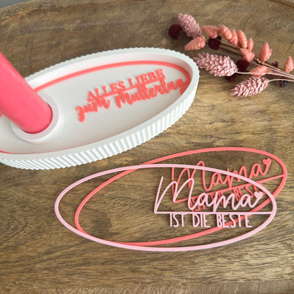 Einleger für Stabkerzenhalter Schale Oval  | "Mama" Edition 12 Stück