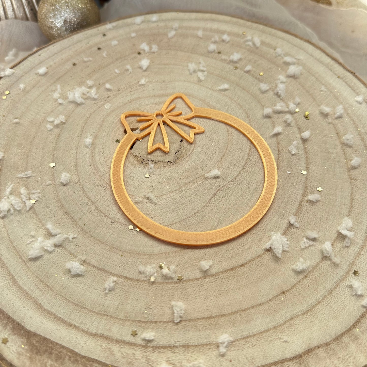 Aufsätze für Weihnachtskugel mit Schleife | 10 Stück in gold