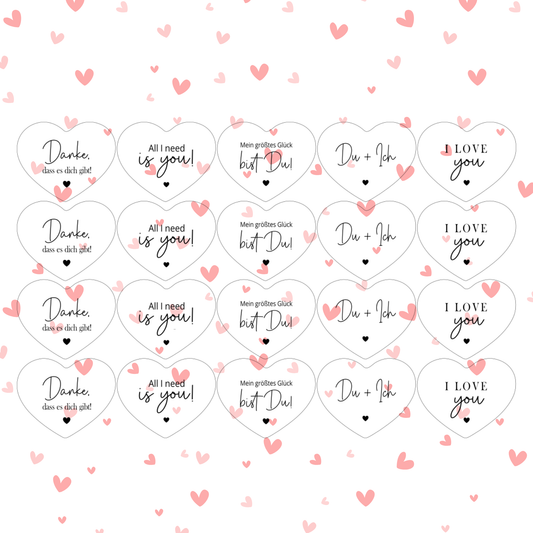 Einleger für Herz Ballonlichthalter "Danke, dass es dich gibt!" A4 Bogen