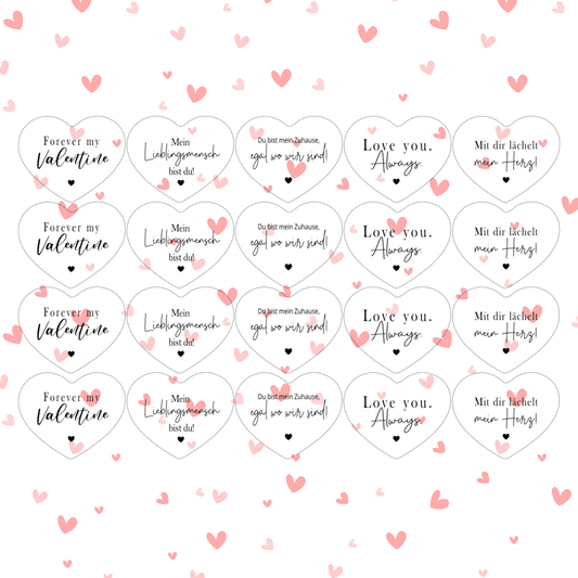 Einleger für Herz Ballonlichthalter "Forever my Valentine" A4 Bogen