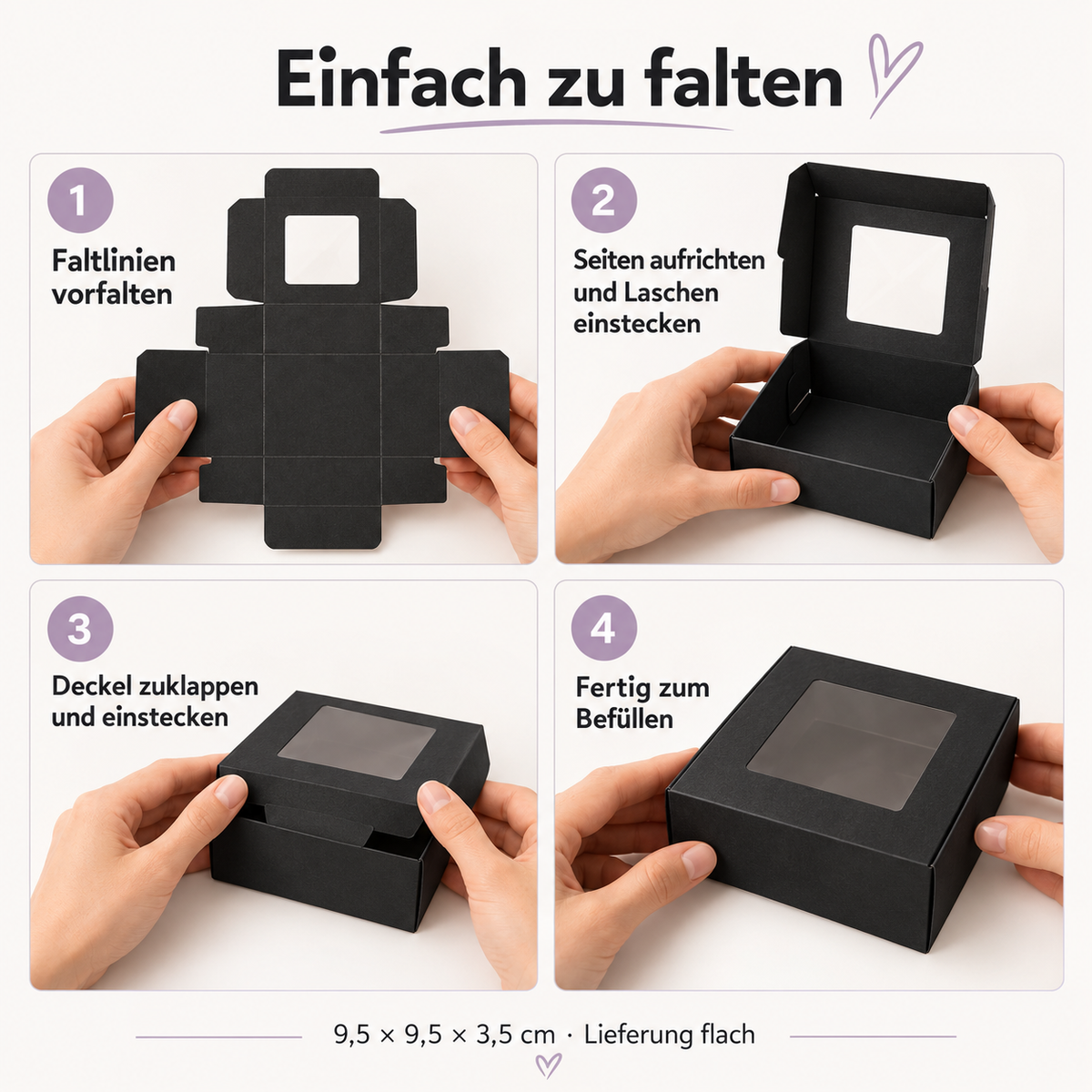 Geschenkschachtel mit Sichtfenster | Schwarz