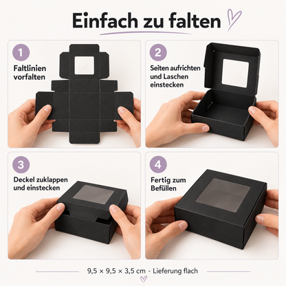 Geschenkschachtel mit Sichtfenster | Schwarz