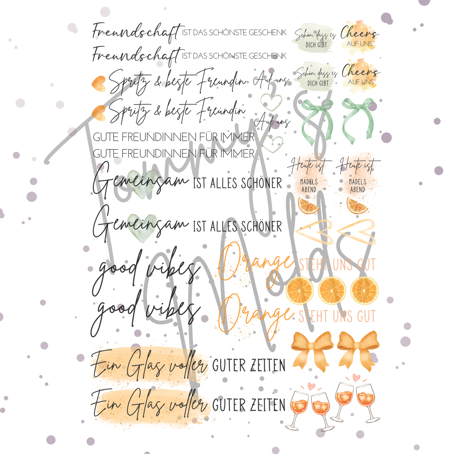 "Freundschaft und Spritz“ Wasserschiebefolie A5 Bogen