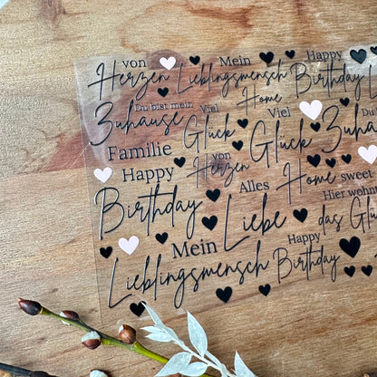 Liebe,Glück schwarz A5 Bogen