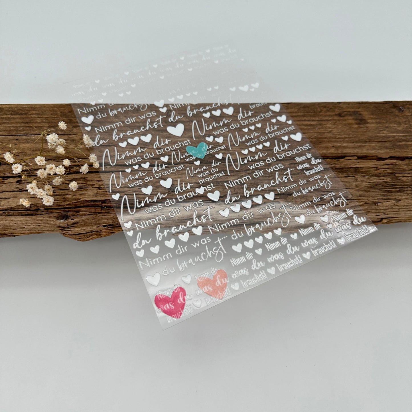 "Nimm dir was du brauchst" weiß A5 Bogen