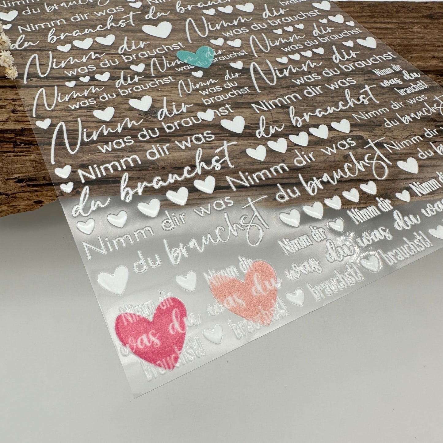 "Nimm dir was du brauchst" weiß A5 Bogen