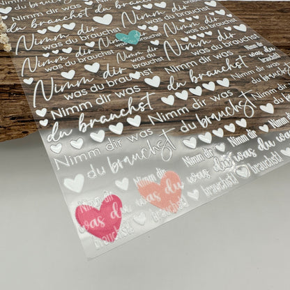 "Nimm dir was du brauchst" weiß A5 Bogen