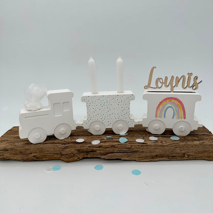 Zug Lokomotive für Geburtstagszug mit Öffnung für eine Stabkerze