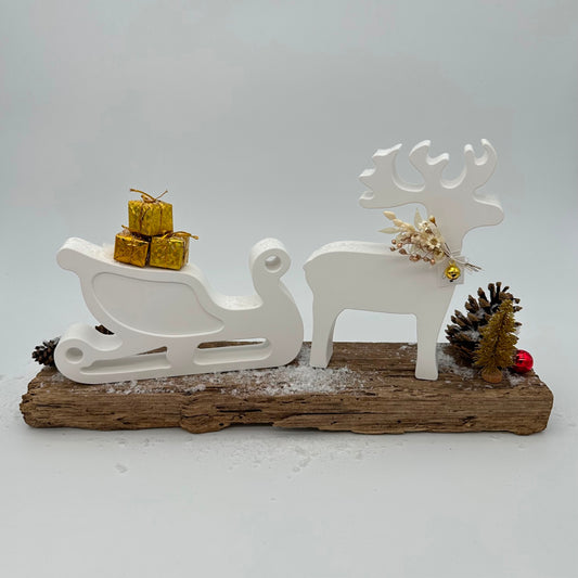 Rentier Donner mit Schlitten Set
