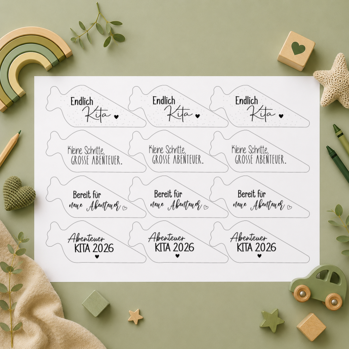 Einleger "Kitakind" Ballonlichthalter Schultüte klein transparent A5 Bogen Variante 2