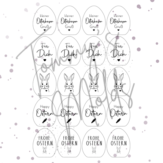 Einleger für Ei Ballonlichthalter "kleiner Osterhasen Gruß" A4 Bogen