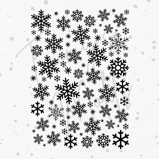 "Schneeflocken schwarz" A5 Bogen