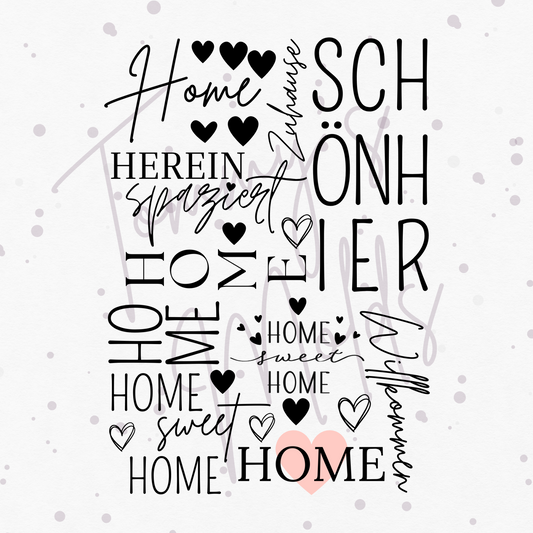 Home sweet Home in schwarz A5 Bogen