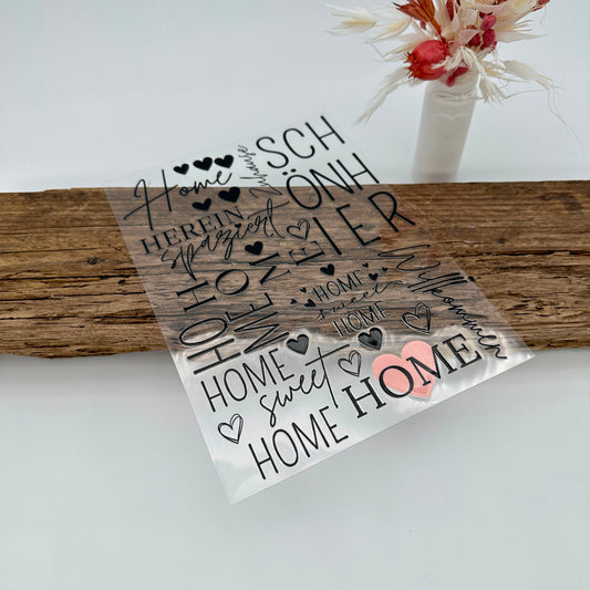 Home sweet Home in schwarz A5 Bogen