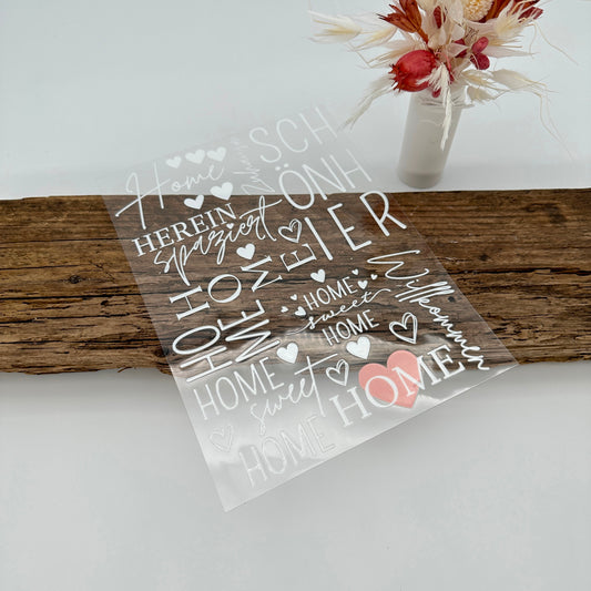 Home sweet Home in weiß A5 Bogen