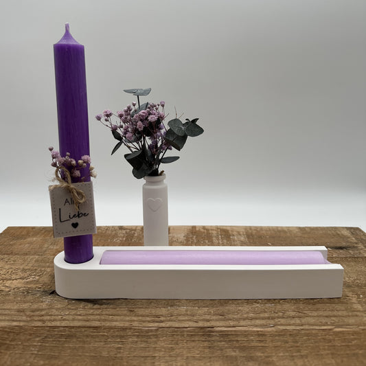 Kerzenhalter Geschenkset für eine Kerze in lang 18cm