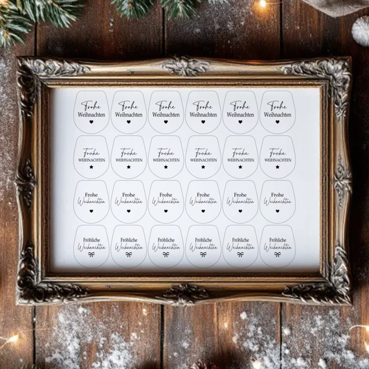 Einleger für Ballonlichthalter mini Glas transparent "Frohe Weihnachten" A5 Bogen